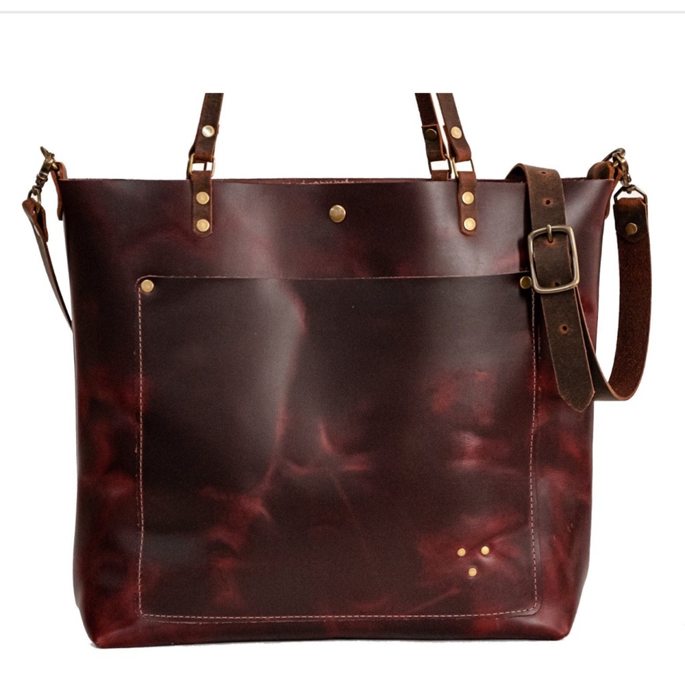 In Blue 100% genuine brown leather purse with strap pockets brass fittings
